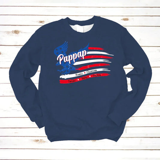 Pappap With Grandkids Names 4th Of July CTL94 Sweatshirt