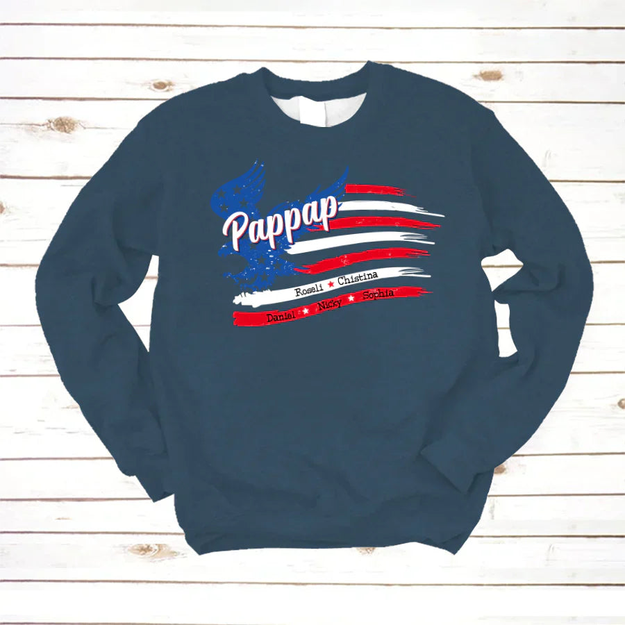 Pappap With Grandkids Names 4th Of July CTL94 Sweatshirt