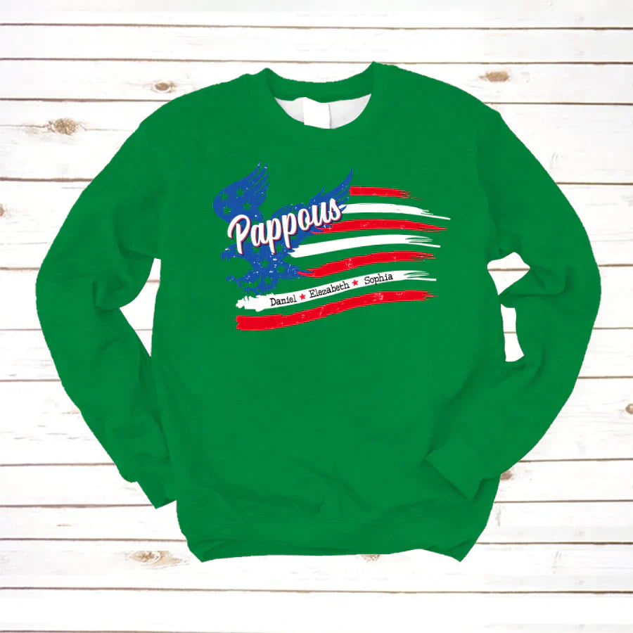 Pappous With Grandkids Names 4th Of July CTL94 Sweatshirt