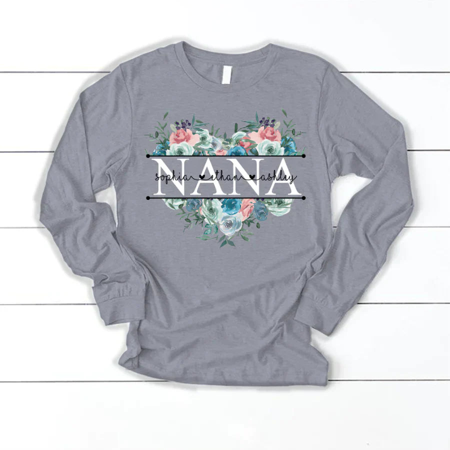 Pastel Peony Rose Nana And Grandkids CTH01 Longsleeve