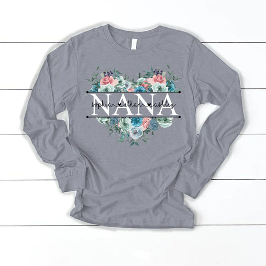 Pastel Peony Rose Nana And Grandkids CTH01 Longsleeve