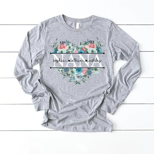 Pastel Peony Rose Nana And Grandkids CTH01 Longsleeve