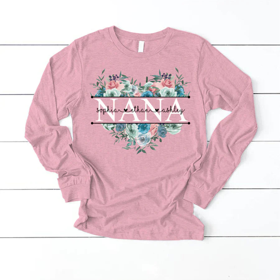 Pastel Peony Rose Nana And Grandkids CTH01 Longsleeve