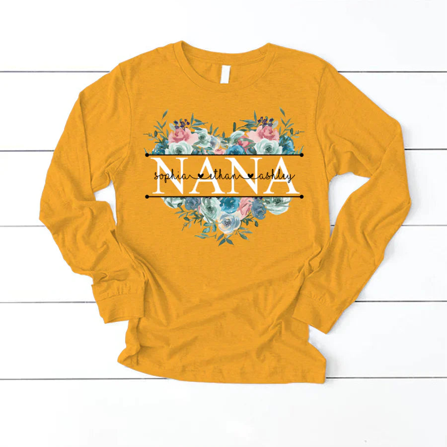 Pastel Peony Rose Nana And Grandkids CTH01 Longsleeve