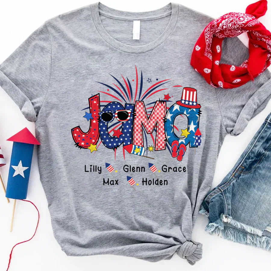 Patriotic Doodle 4th Of Jama Babi And Grandkid CTH01 T-Shirt
