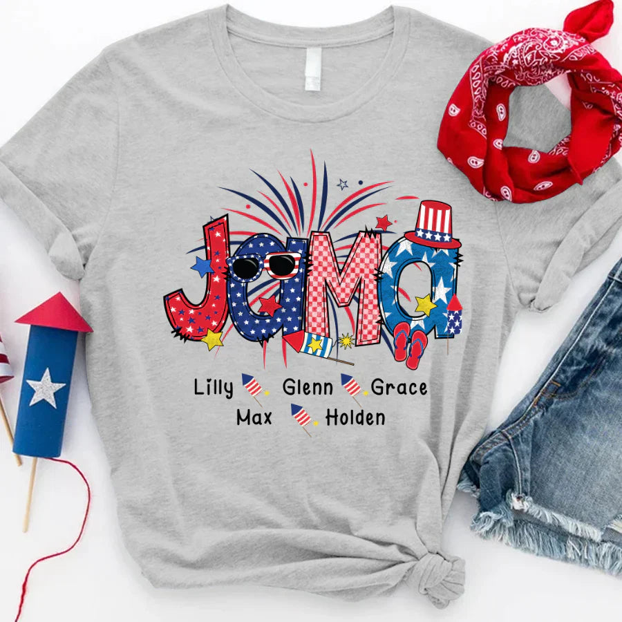 Patriotic Doodle 4th Of Jama Babi And Grandkid CTH01 T-Shirt