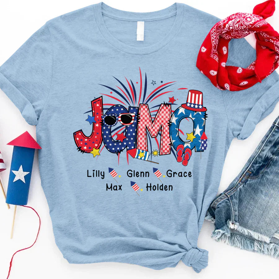 Patriotic Doodle 4th Of Jama Babi And Grandkid CTH01 T-Shirt