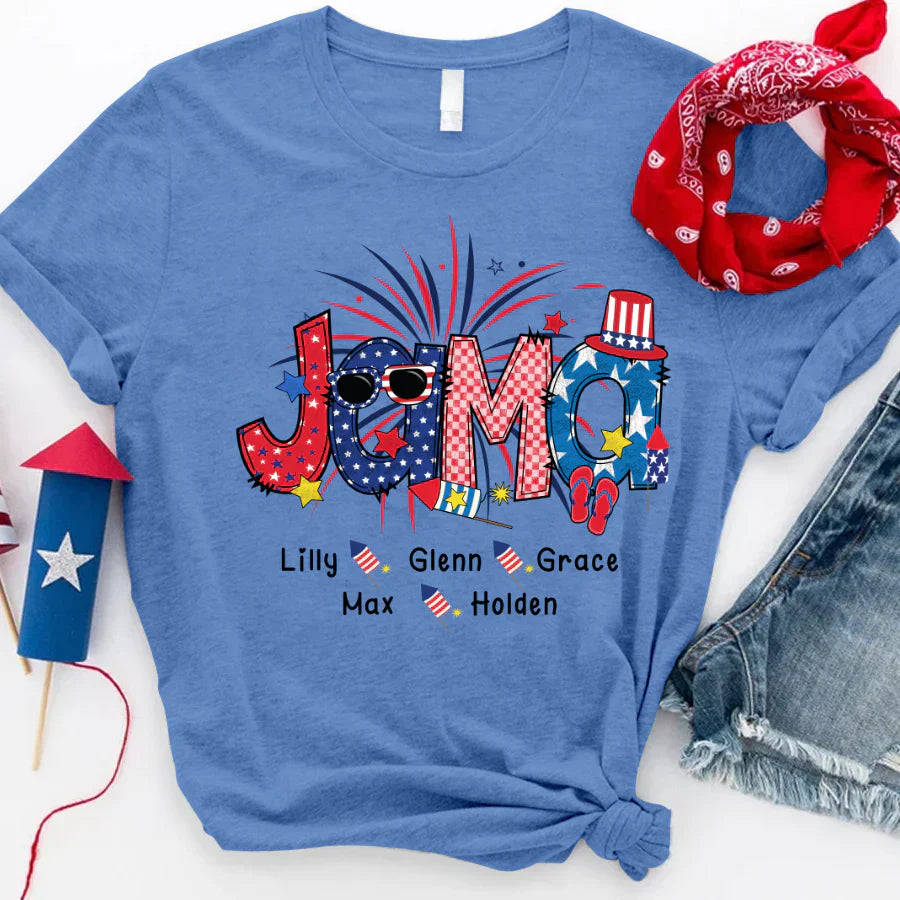 Patriotic Doodle 4th Of Jama Babi And Grandkid CTH01 T-Shirt