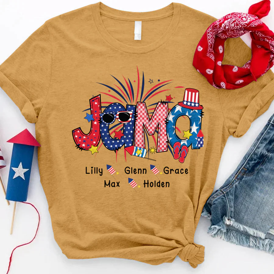 Patriotic Doodle 4th Of Jama Babi And Grandkid CTH01 T-Shirt