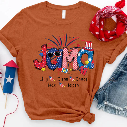 Patriotic Doodle 4th Of Jama Babi And Grandkid CTH01 T-Shirt