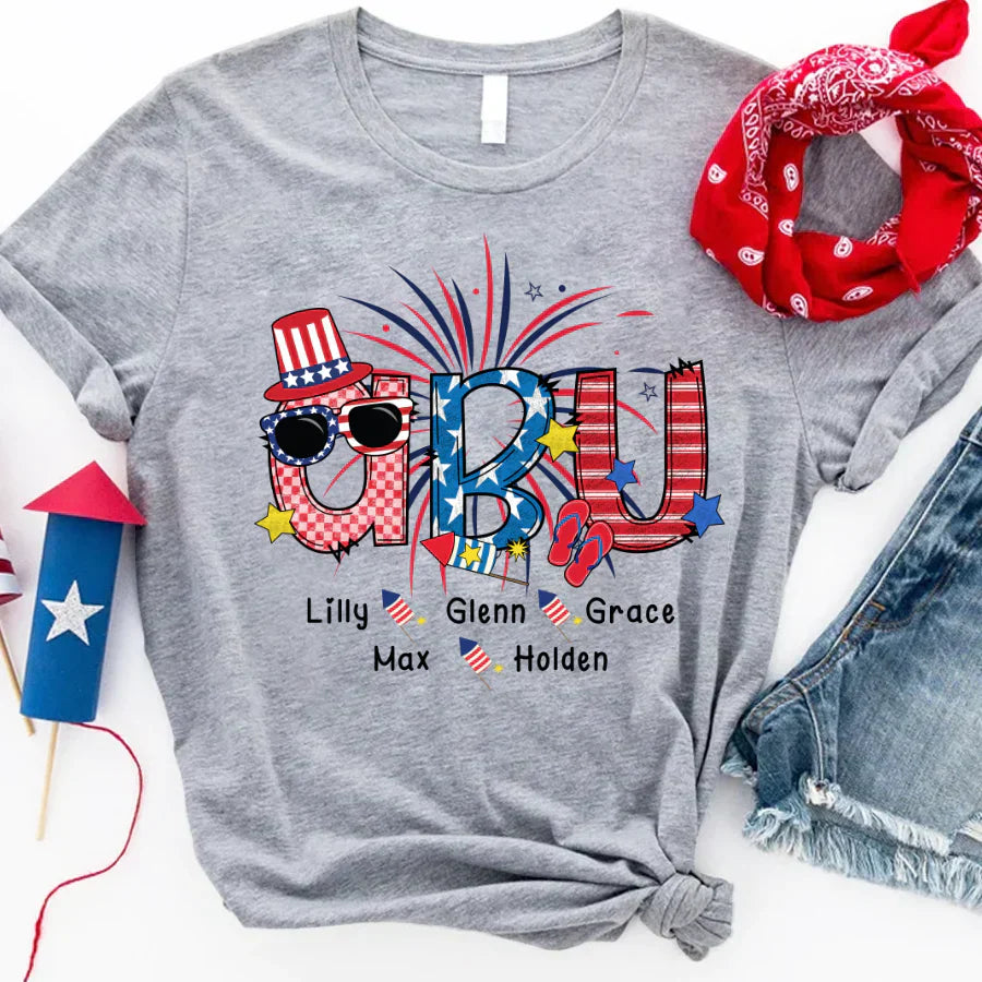 Patriotic Doodle 4th Of July Abu And Grandkid CTH01 T-Shirt
