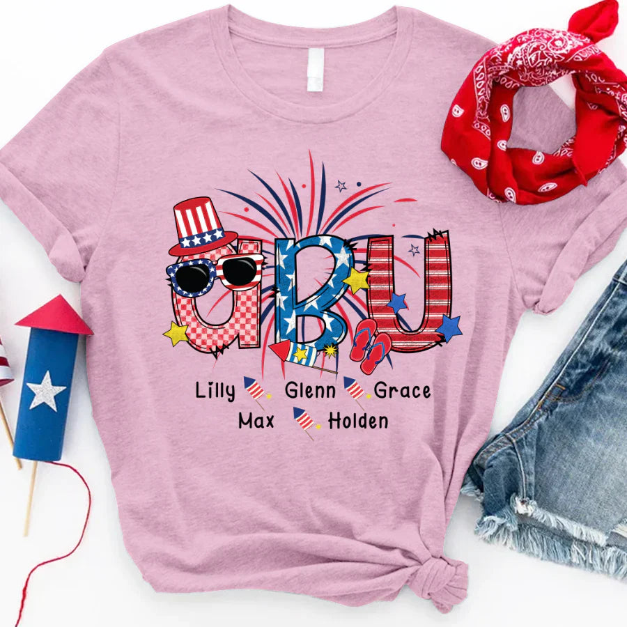 Patriotic Doodle 4th Of July Abu And Grandkid CTH01 T-Shirt