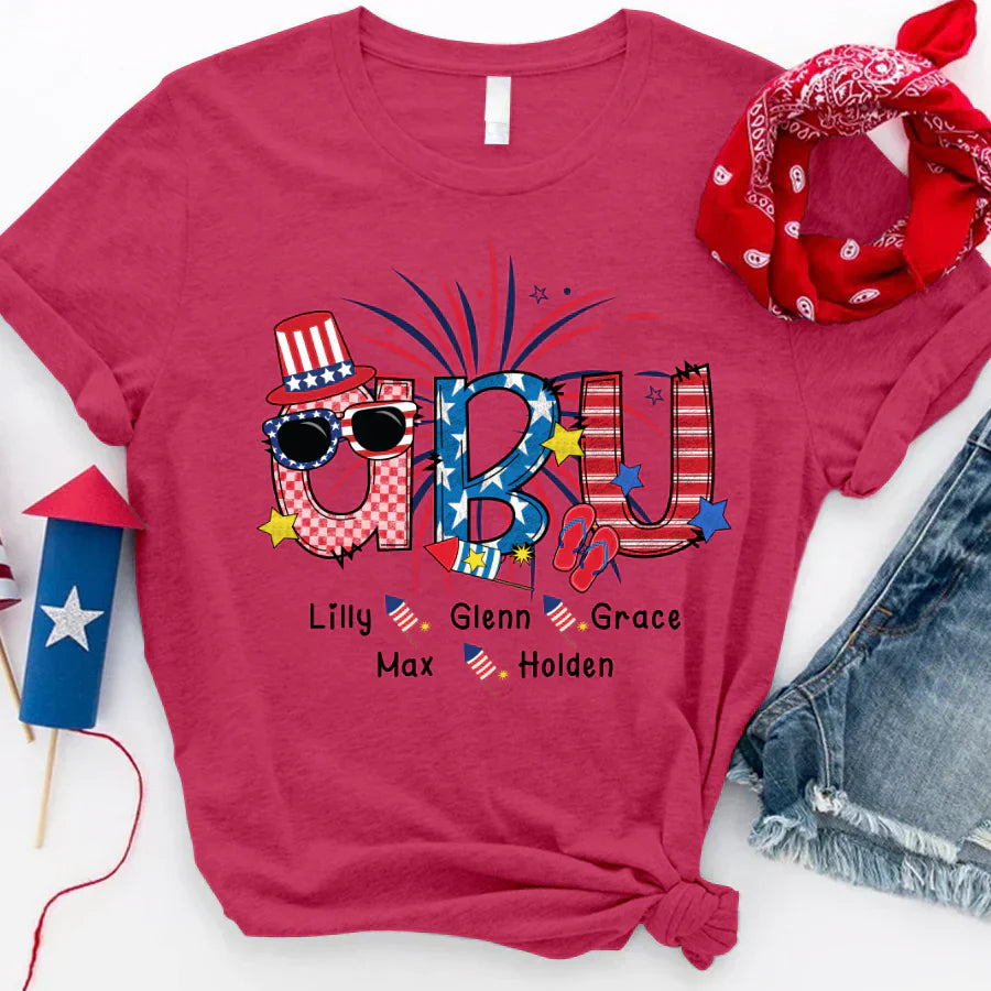 Patriotic Doodle 4th Of July Abu And Grandkid CTH01 T-Shirt