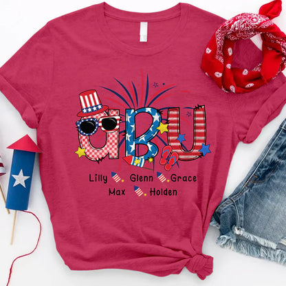 Patriotic Doodle 4th Of July Abu And Grandkid CTH01 T-Shirt