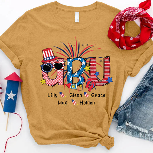 Patriotic Doodle 4th Of July Abu And Grandkid CTH01 T-Shirt