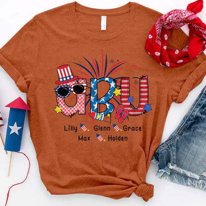 Patriotic Doodle 4th Of July Abu And Grandkid CTH01 T-Shirt