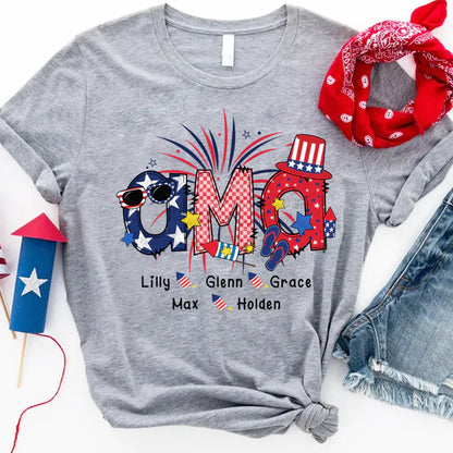 Patriotic Doodle 4th Of July Ama And Grandkid CTH01 T-Shirt