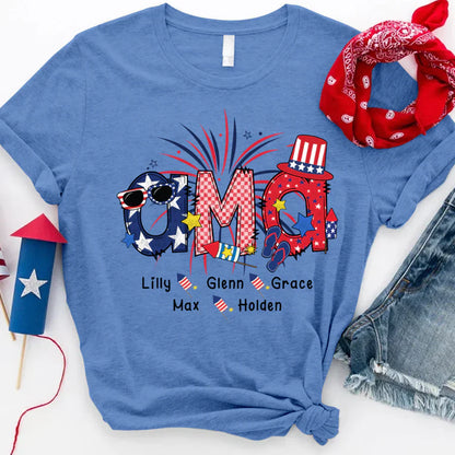 Patriotic Doodle 4th Of July Ama And Grandkid CTH01 T-Shirt