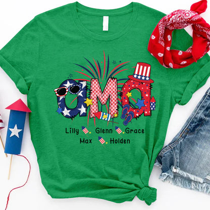 Patriotic Doodle 4th Of July Ama And Grandkid CTH01 T-Shirt