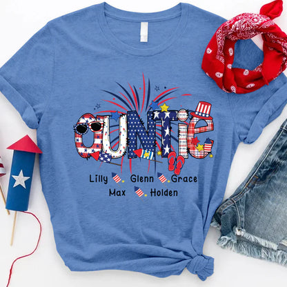 Patriotic Doodle 4th Of July Auntie And Grandkid CTH01 T-Shirt