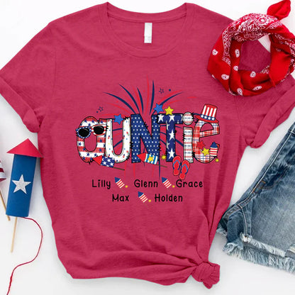 Patriotic Doodle 4th Of July Auntie And Grandkid CTH01 T-Shirt