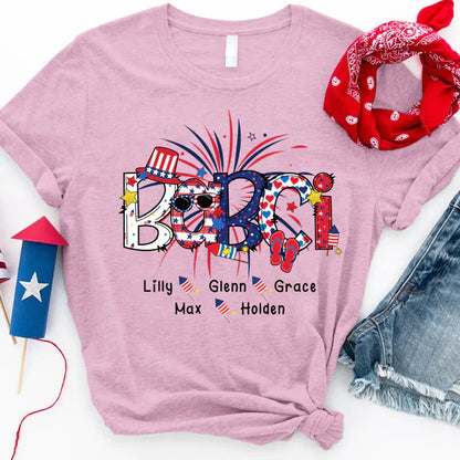 Patriotic Doodle 4th Of July Babci And Grandkid CTH01 T-Shirt