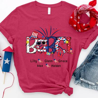 Patriotic Doodle 4th Of July Babci And Grandkid CTH01 T-Shirt