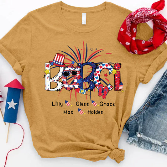 Patriotic Doodle 4th Of July Babci And Grandkid CTH01 T-Shirt