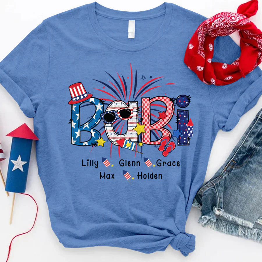 Patriotic Doodle 4th Of July Babi And Grandkid CTH01 T-Shirt