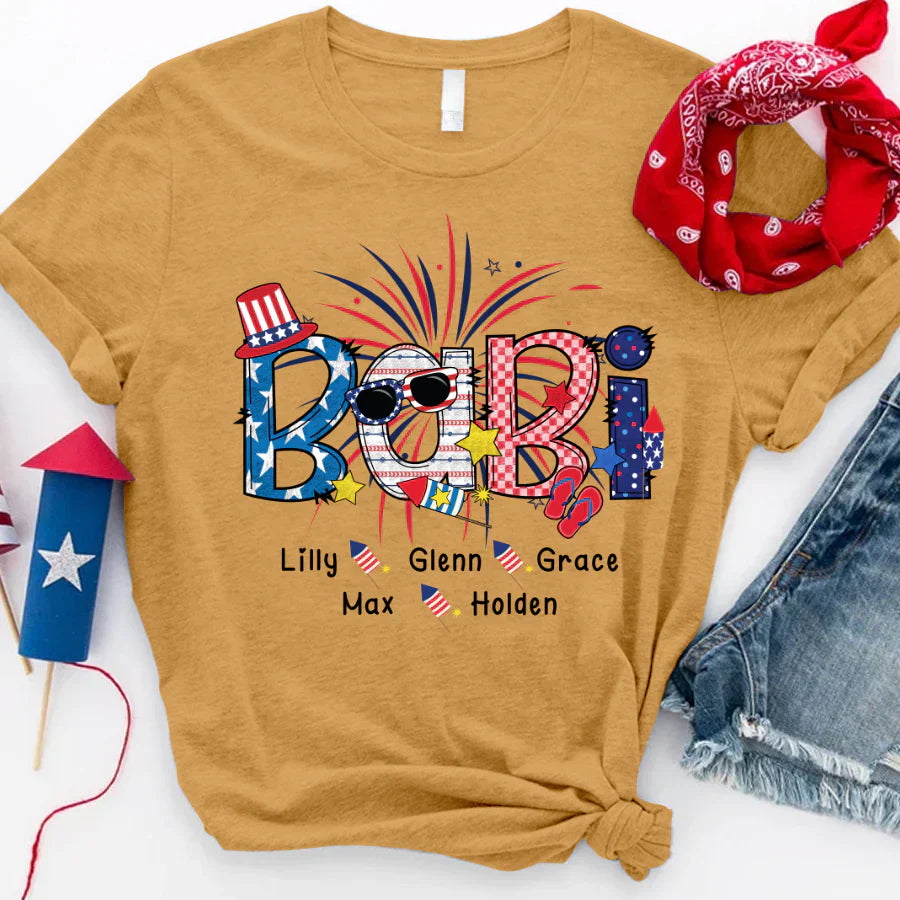 Patriotic Doodle 4th Of July Babi And Grandkid CTH01 T-Shirt