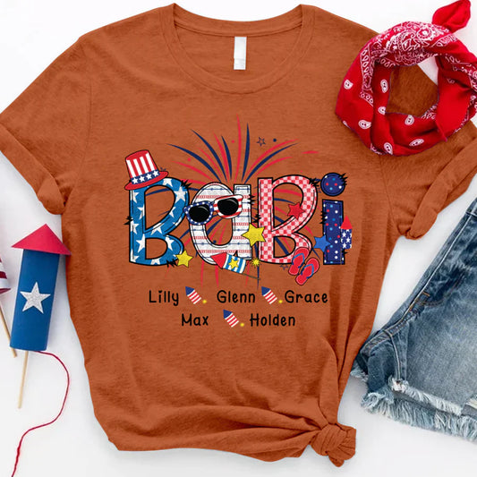 Patriotic Doodle 4th Of July Babi And Grandkid CTH01 T-Shirt