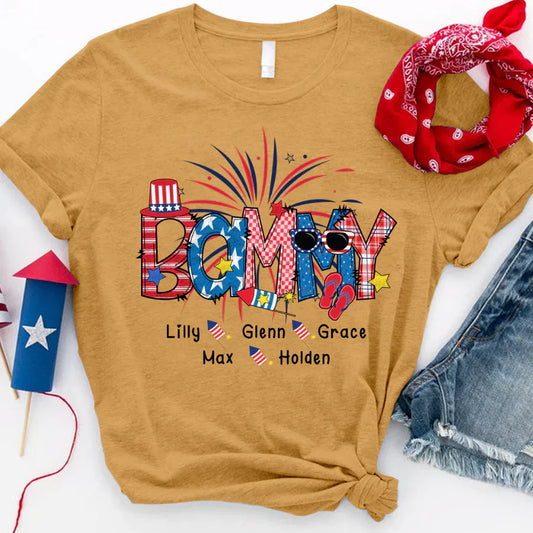 Patriotic Doodle 4th Of July Bammy And Grandkid CTH01 T-Shirt