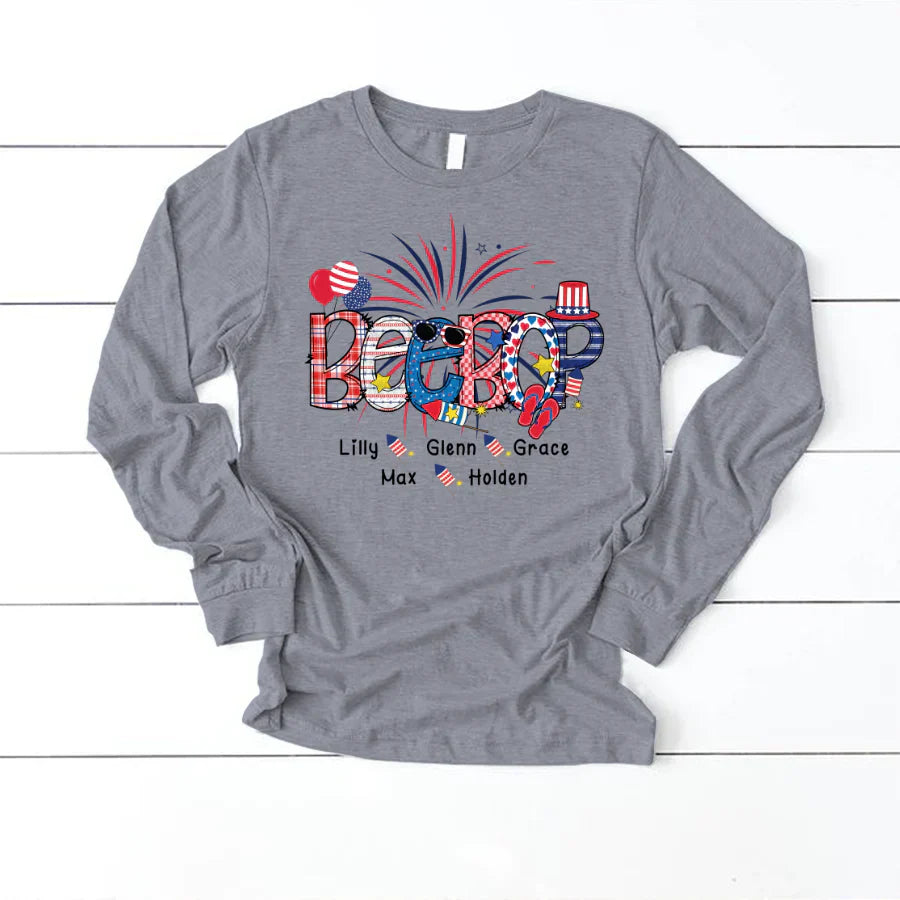 Patriotic Doodle 4th Of July Beebop And Grandkid CTH01 Longsleeve