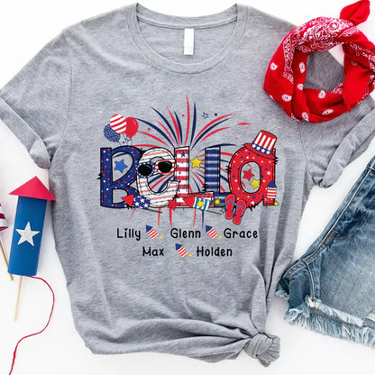 Patriotic Doodle 4th Of July Bella And Grandkid CTH01 T-Shirt
