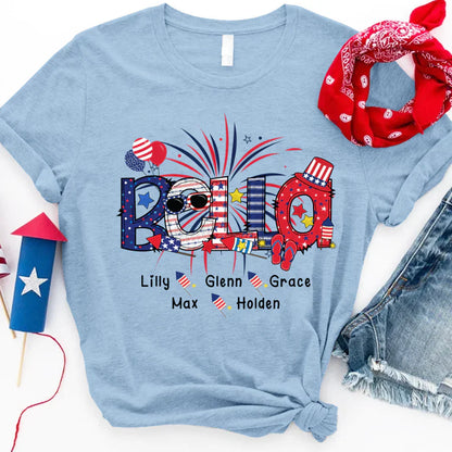 Patriotic Doodle 4th Of July Bella And Grandkid CTH01 T-Shirt