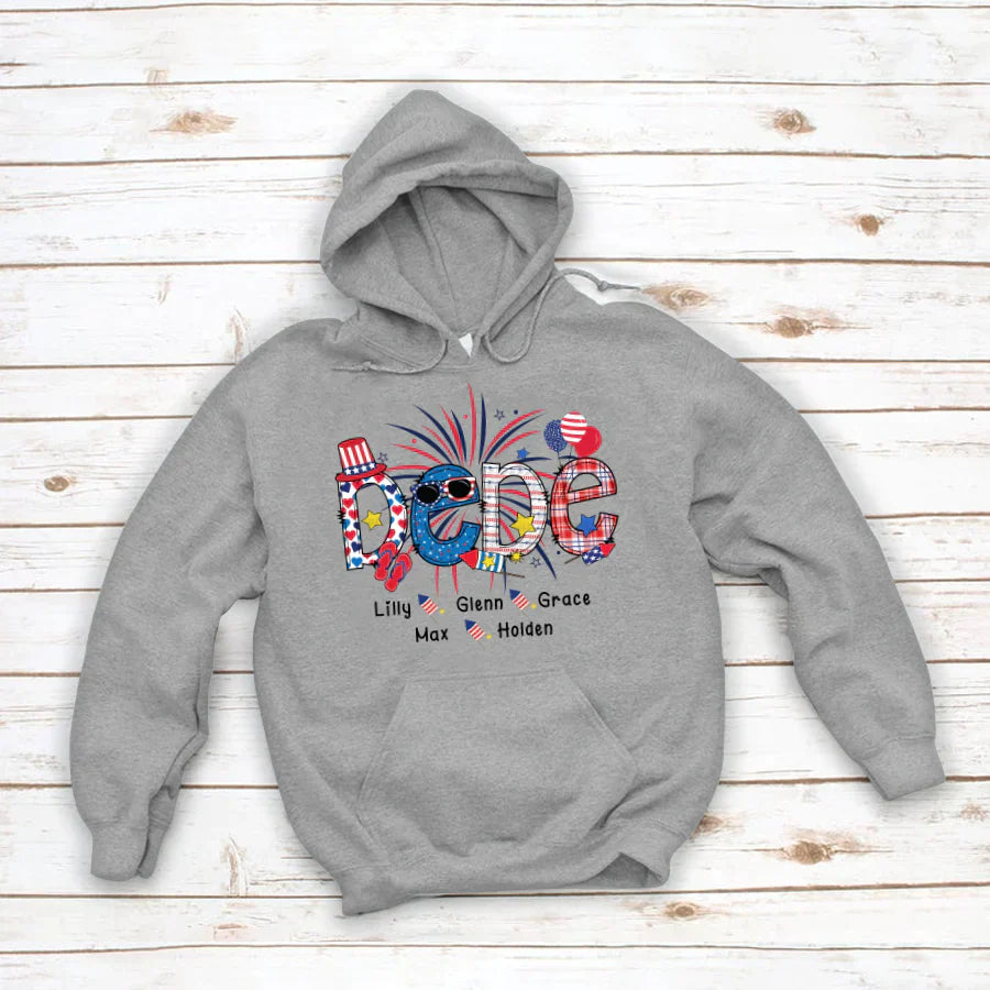 Patriotic Doodle 4th Of July Dede And Grandkid CTH01 Hoodie