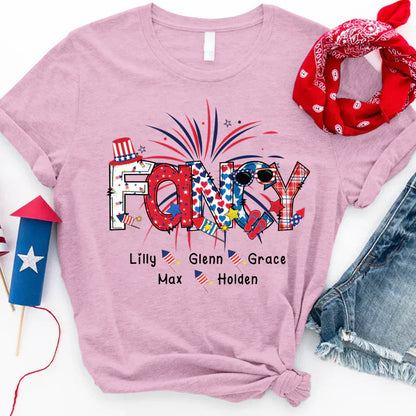 Patriotic Doodle 4th Of July Fancy And Grandkid CTH01 T-Shirt