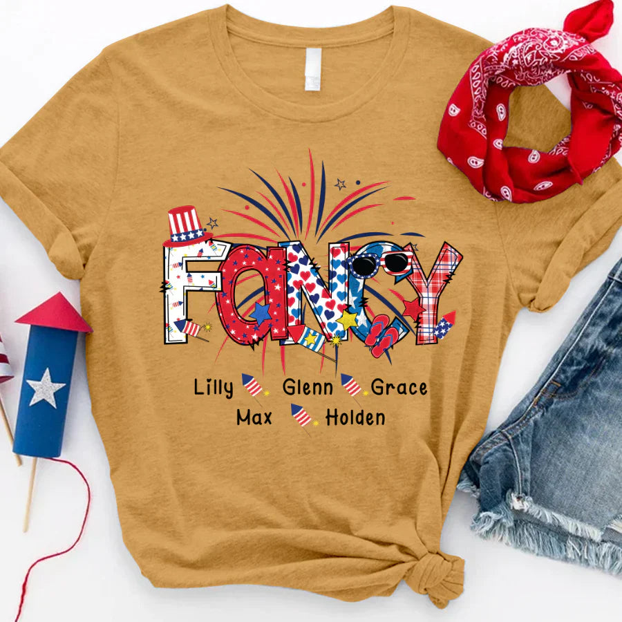 Patriotic Doodle 4th Of July Fancy And Grandkid CTH01 T-Shirt
