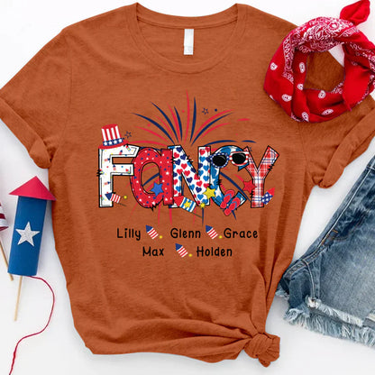Patriotic Doodle 4th Of July Fancy And Grandkid CTH01 T-Shirt