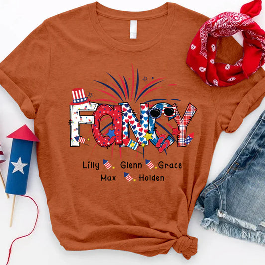 Patriotic Doodle 4th Of July Fancy And Grandkid CTH01 T-Shirt