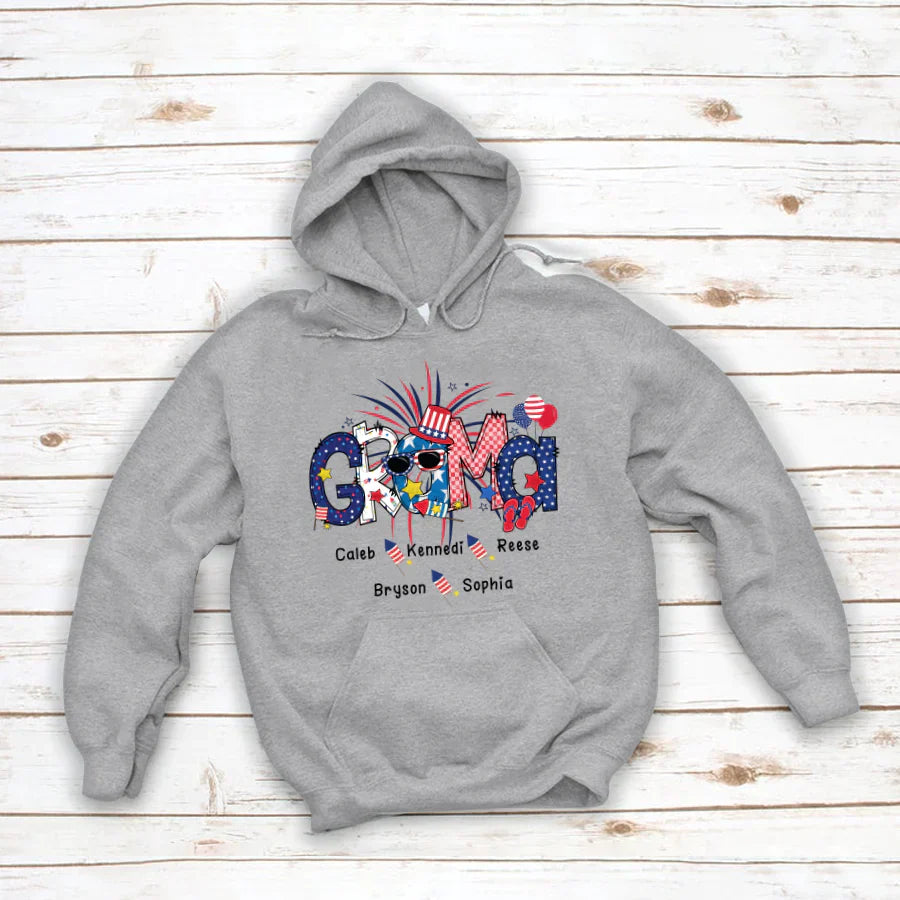 Patriotic Doodle 4th Of July GRAMA And Grandkid CTH01 Hoodie