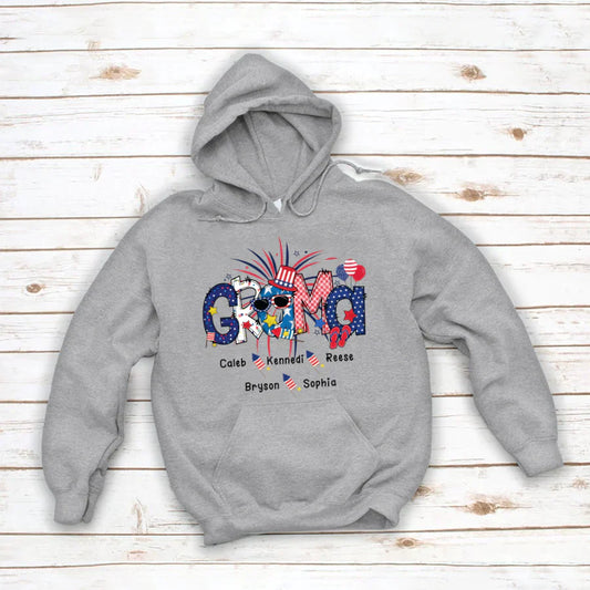 Patriotic Doodle 4th Of July GRAMA And Grandkid CTH01 Hoodie