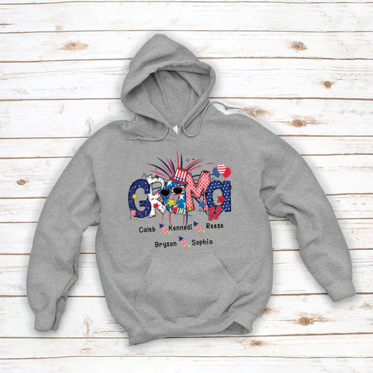 Patriotic Doodle 4th Of July GRAMA And Grandkid CTH01 Hoodie