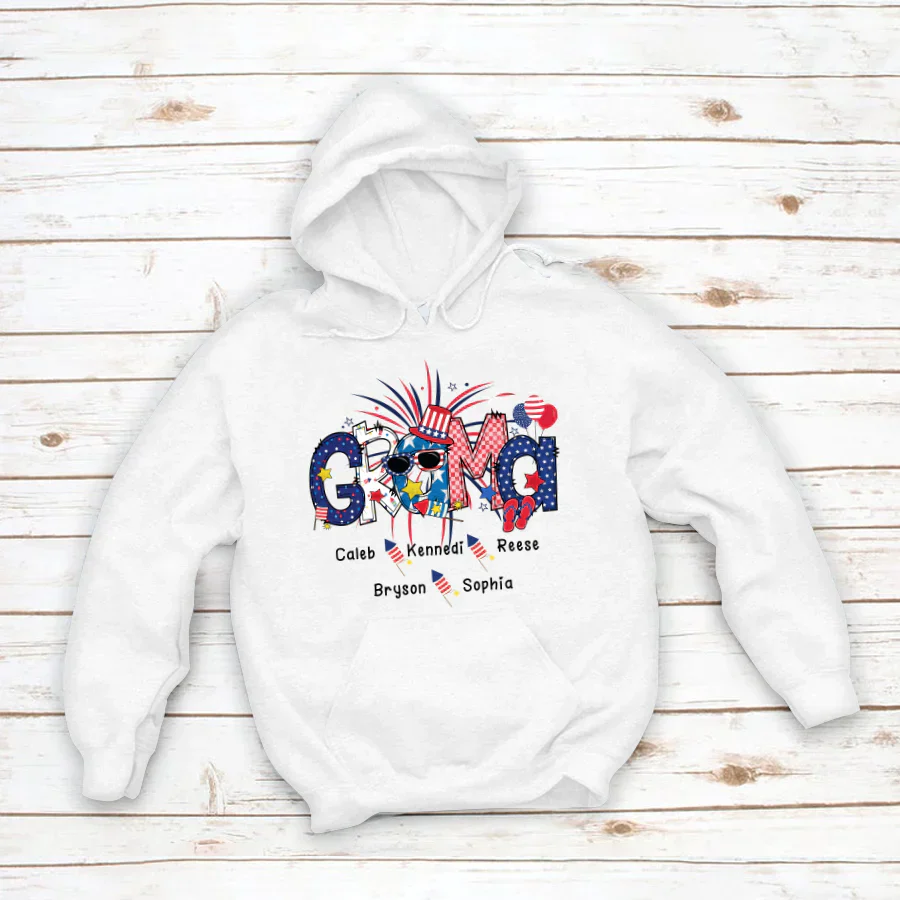 Patriotic Doodle 4th Of July GRAMA And Grandkid CTH01 Hoodie