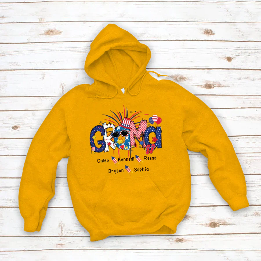 Patriotic Doodle 4th Of July GRAMA And Grandkid CTH01 Hoodie