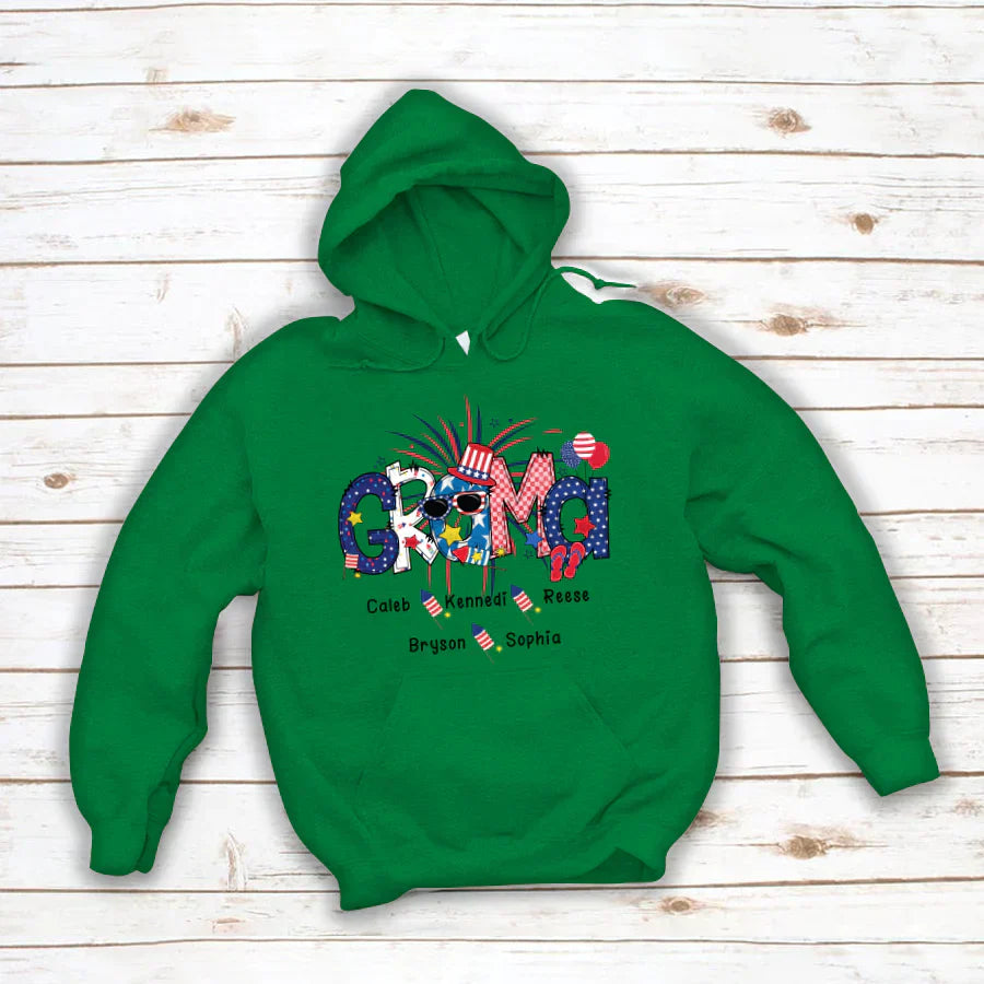 Patriotic Doodle 4th Of July GRAMA And Grandkid CTH01 Hoodie