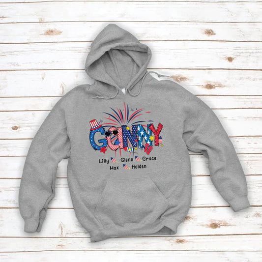 Patriotic Doodle 4th Of July Ganny And Grandkid CTH01 Hoodie
