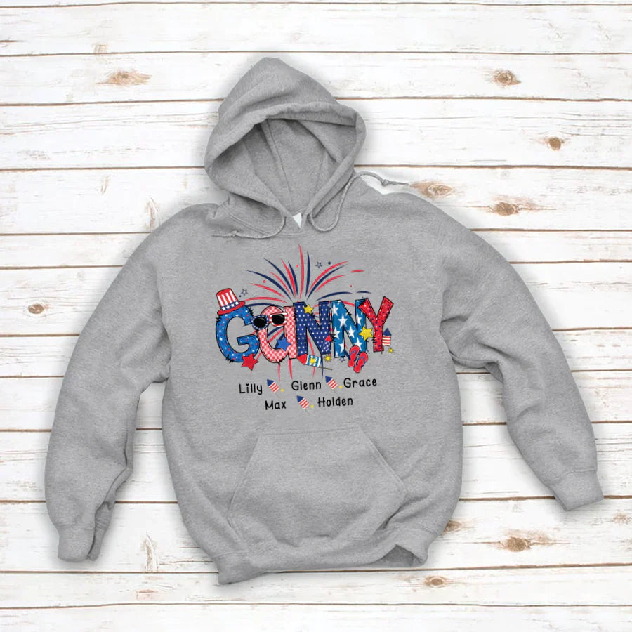 Patriotic Doodle 4th Of July Ganny And Grandkid CTH01 Hoodie