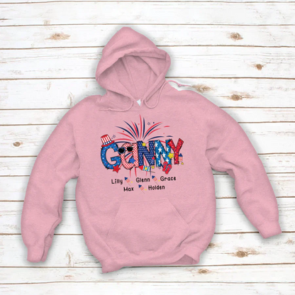 Patriotic Doodle 4th Of July Ganny And Grandkid CTH01 Hoodie
