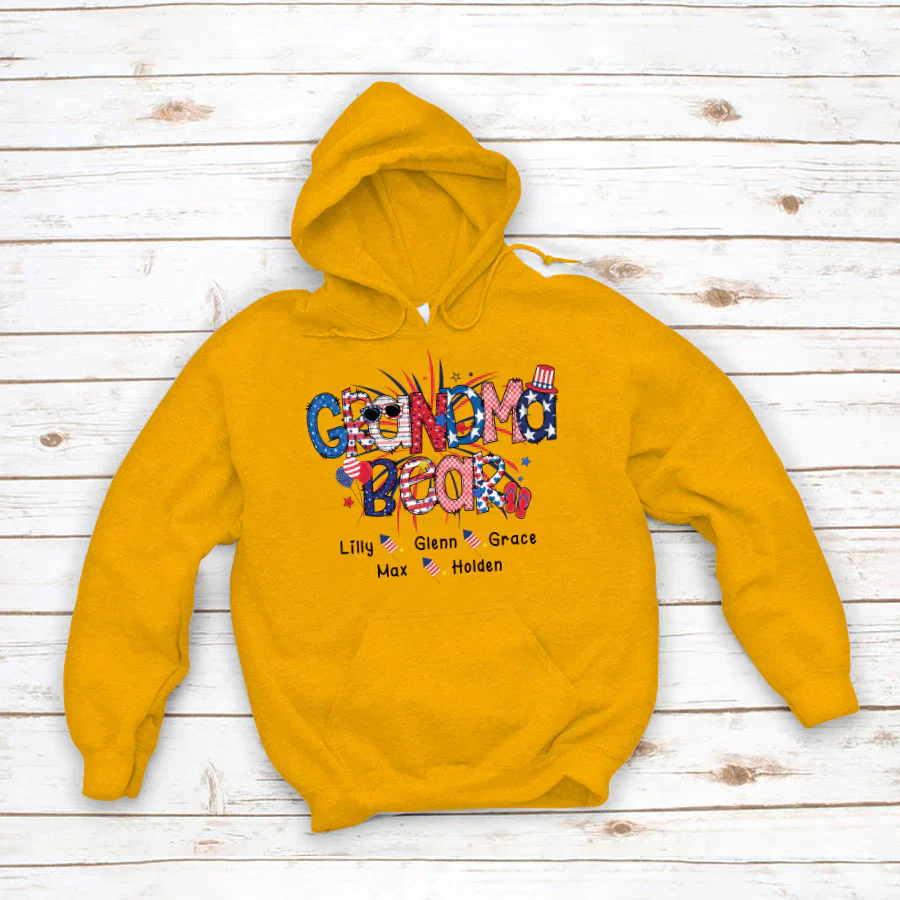 Patriotic Doodle 4th Of July Grandma Bear And Grandkid CTH01 Hoodie